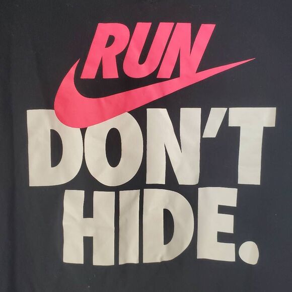 Nike Dri-Fit V-neck Run Dont Hide Short Sleeve Athletic Cut Graphic Tee Black XS - Picture 12 of 14